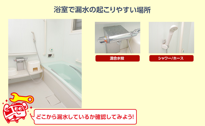 お風呂場で漏水
