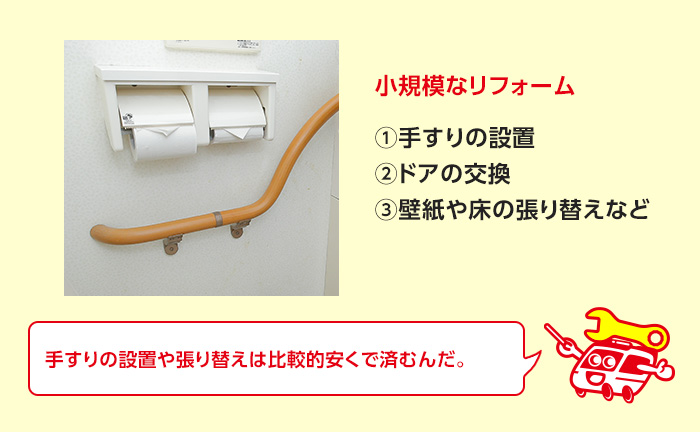 手すりやドア、床を変える小規模なリフォームは費用1～20万 