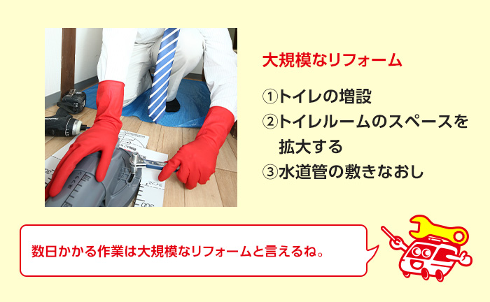 介護用トイレの増設のような大規模なリフォームは費用50万～